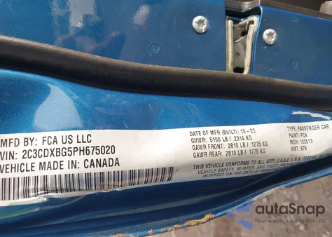 2023 Dodge Charger Sxt from USA, damaged, VIN 2C3CDXBG5PH675020